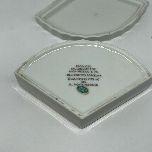 Vintage Avon Handcrafted Porcelain 1980 Keepsake Fan-shaped Flowers Butterflies - Picture 7 of 7